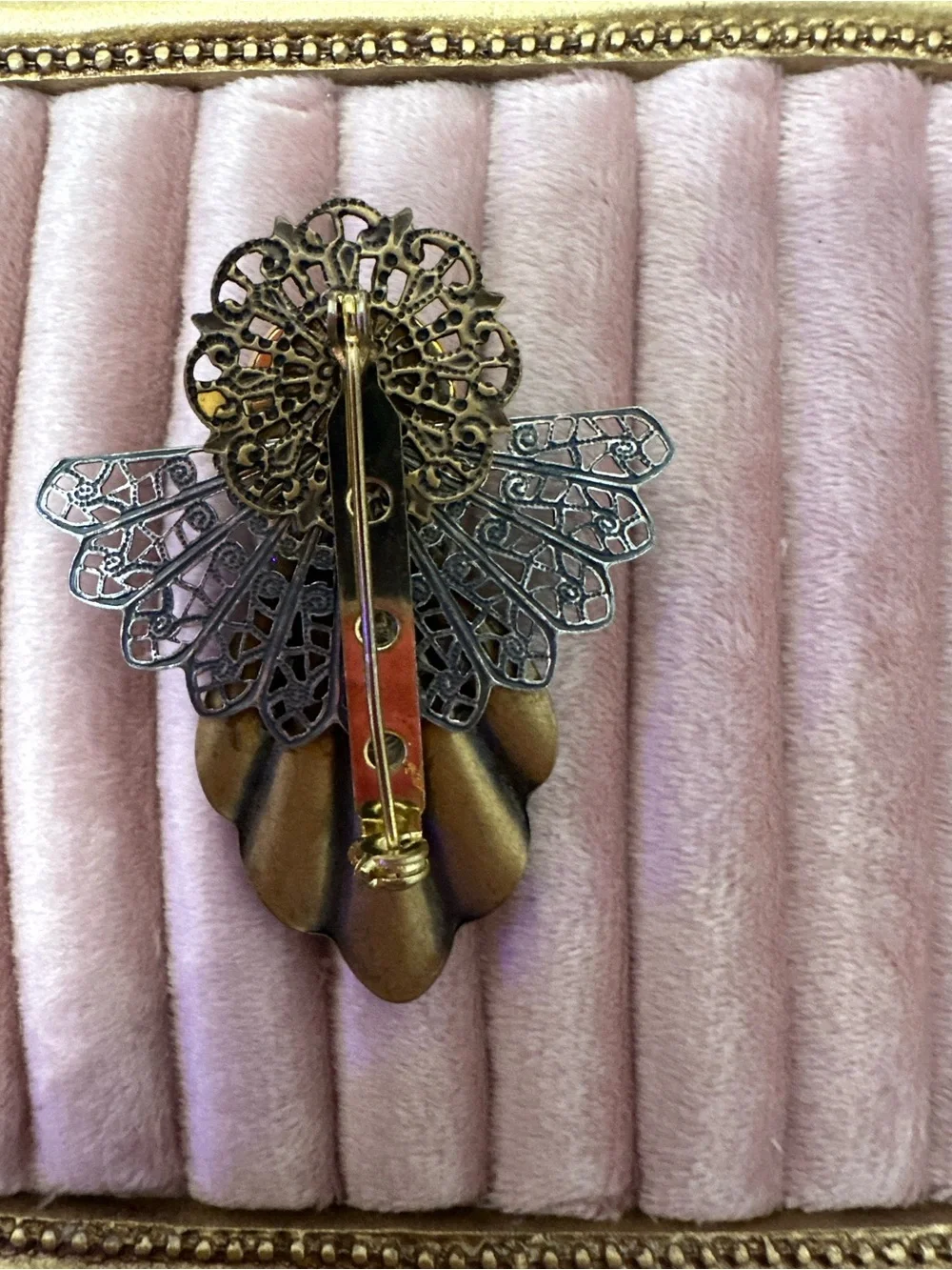 Gold and Silver Angel Brooch with Rabbit Accent - Women's Jewelry